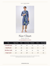 Size Chart — Blue Striped Cotton 3 Piece Kurti Set