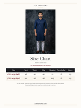 Size Chart — Navy Men's Lakhnavi Kurta: Embroidered Ethnic