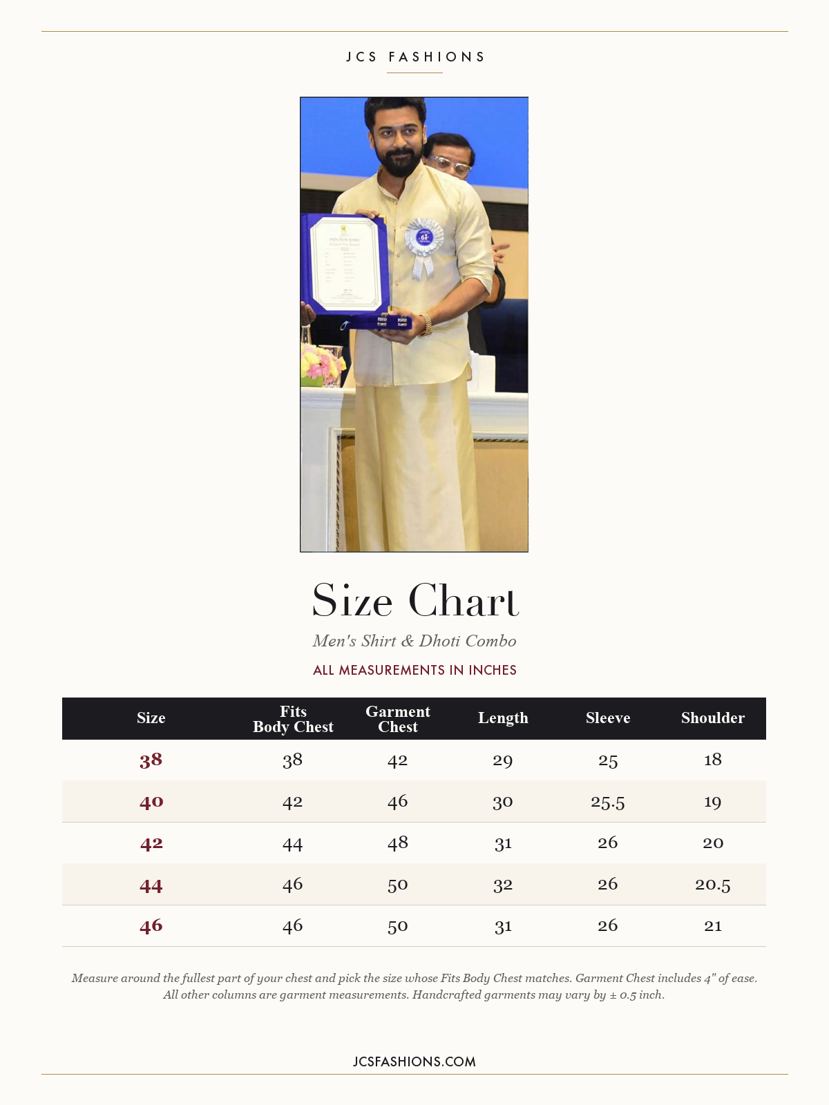 Size Chart — MEN-35