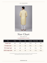 Size Chart — Men's White Jacquard Kurta for Weddings and Parties from JCSFashions