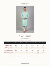 Size Chart — Men's Classic Jacquard Kurta: Luxurious, Intricate Weaving for Weddings