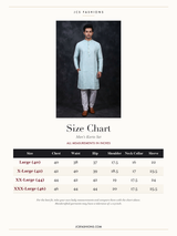 Size Chart — Blue White Jacquard Men's Kurta - Ethnic Wear