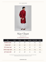 Size Chart — Maroon Men's Diamond Pattern Kurta: Ethnic Meets Modern