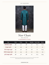Size Chart — Elegant Men's Diamond Pattern Kurta for Timeless Style - JCSFashions