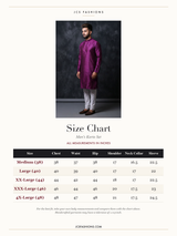 Size Chart — Purple Men's Diamond Pattern Kurta