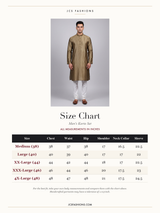 Size Chart — Green Modern Men's Diamond Pattern Kurta - Tradition