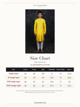 Size Chart — Yellow Men's Kurta Pyjama Jodhpuri Suit - Traditional