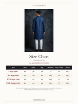 Size Chart — Navy Jodhpuri Suit: Men's Kurta-Pyjama