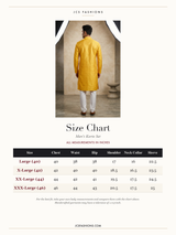 Size Chart — Yellow Hand-Sewn Sequin Men's Kurta Pyjama for Haldi