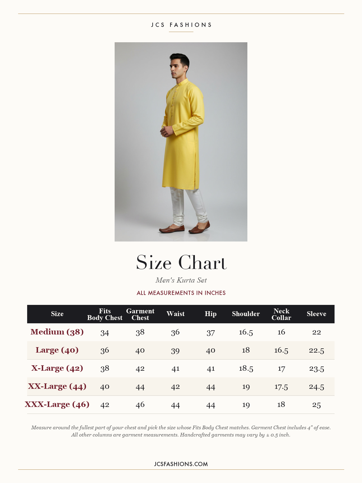 Size Chart — Men-102
