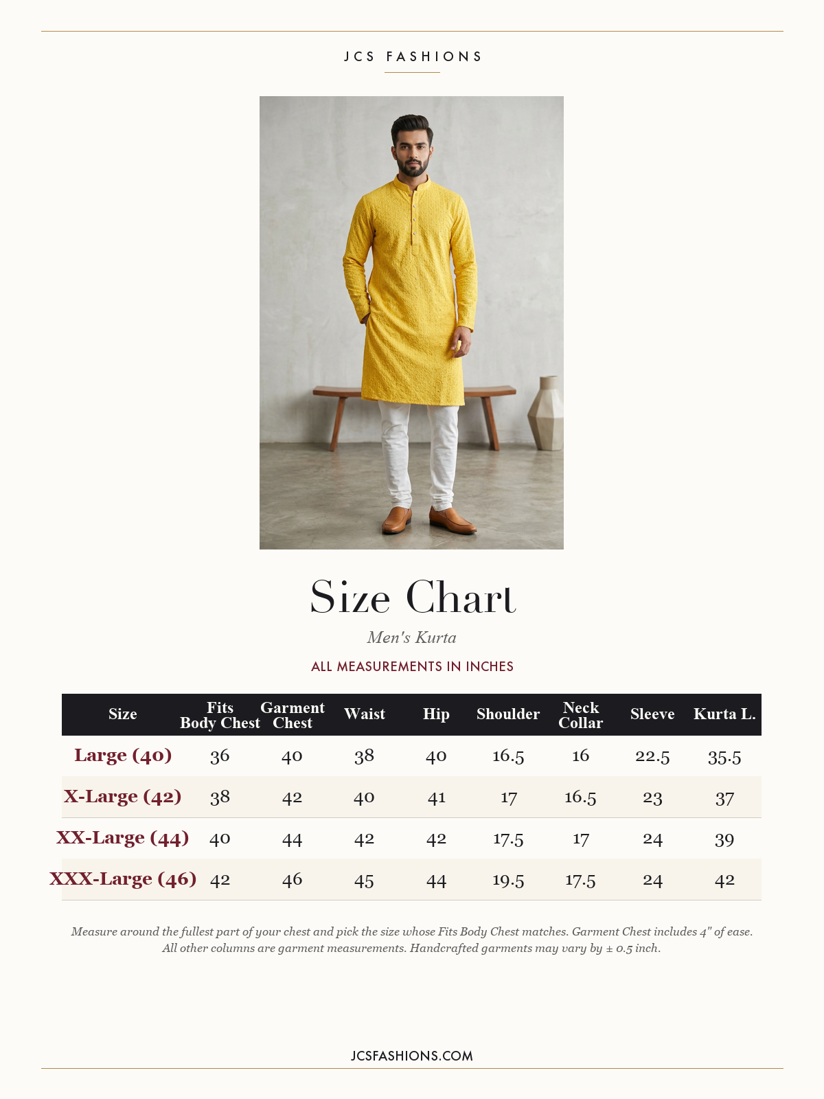 Size Chart — Men-111