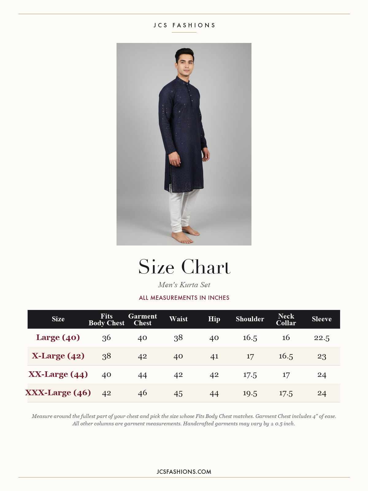 Size Chart — Men-113