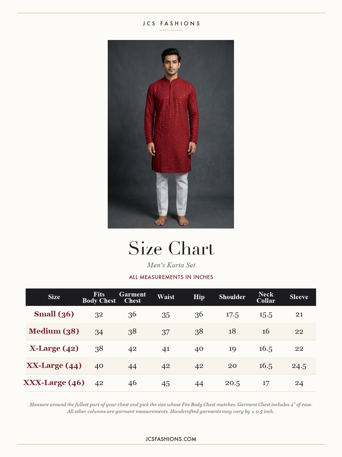 Size Chart — Men-121