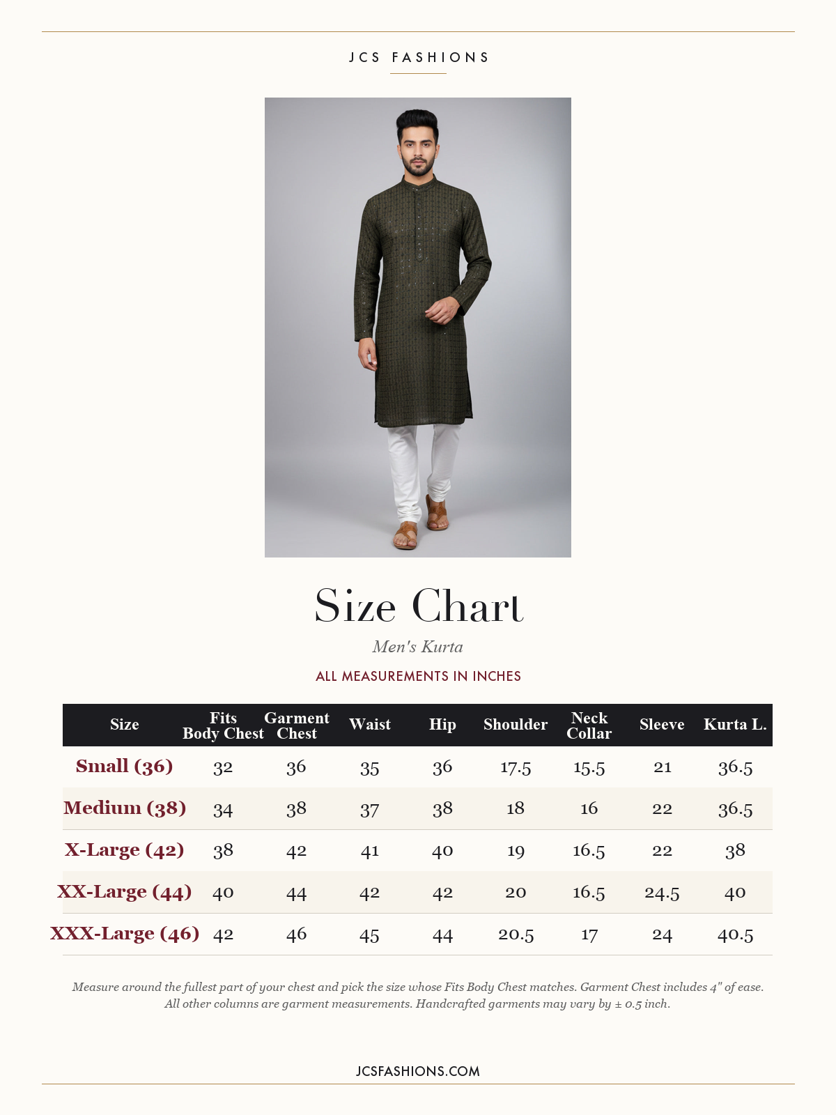 Size Chart — Men-125