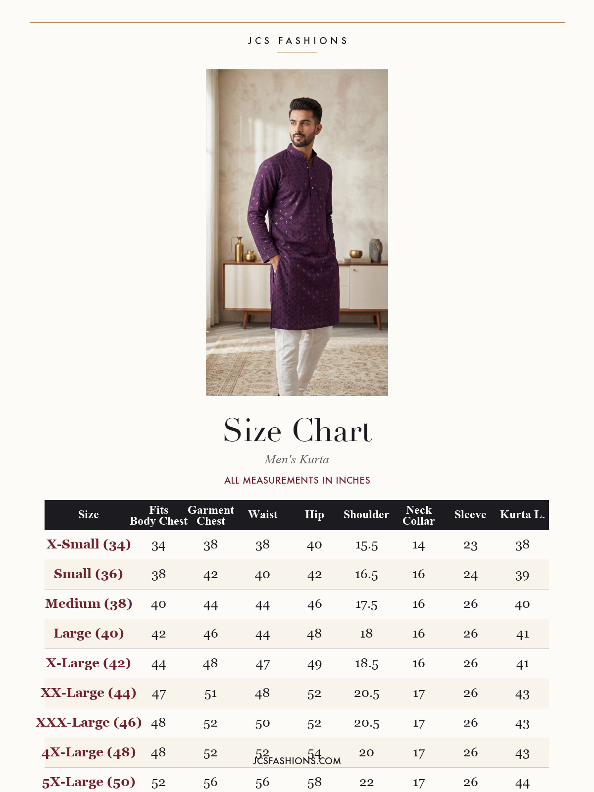 Size Chart — Men-142