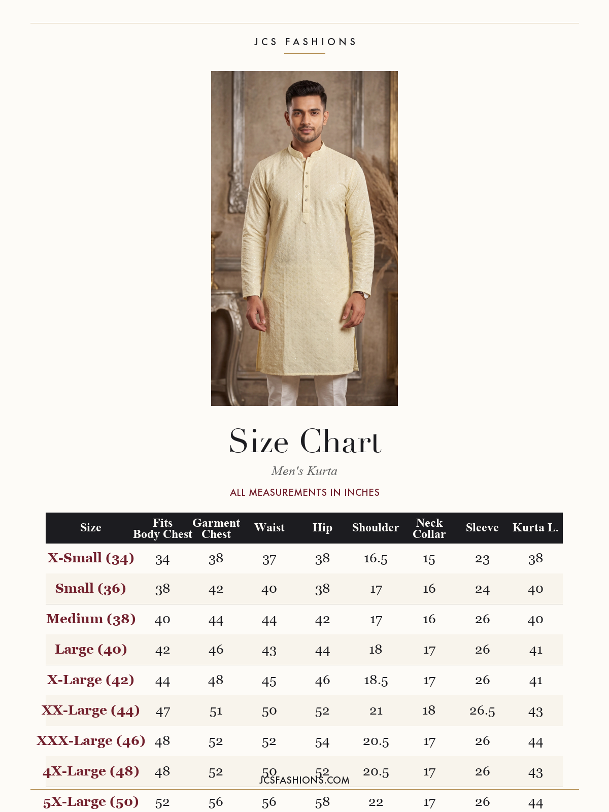 Size Chart — Men-144