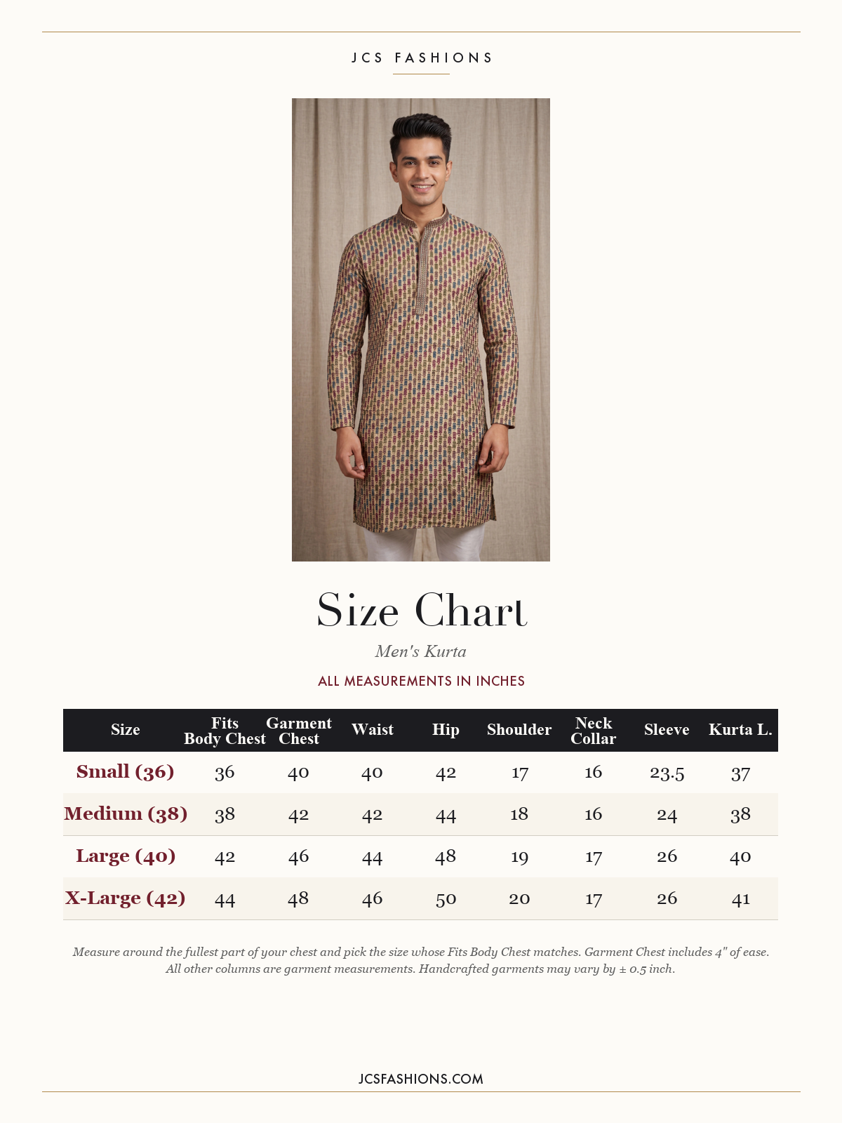Size Chart — Men-156