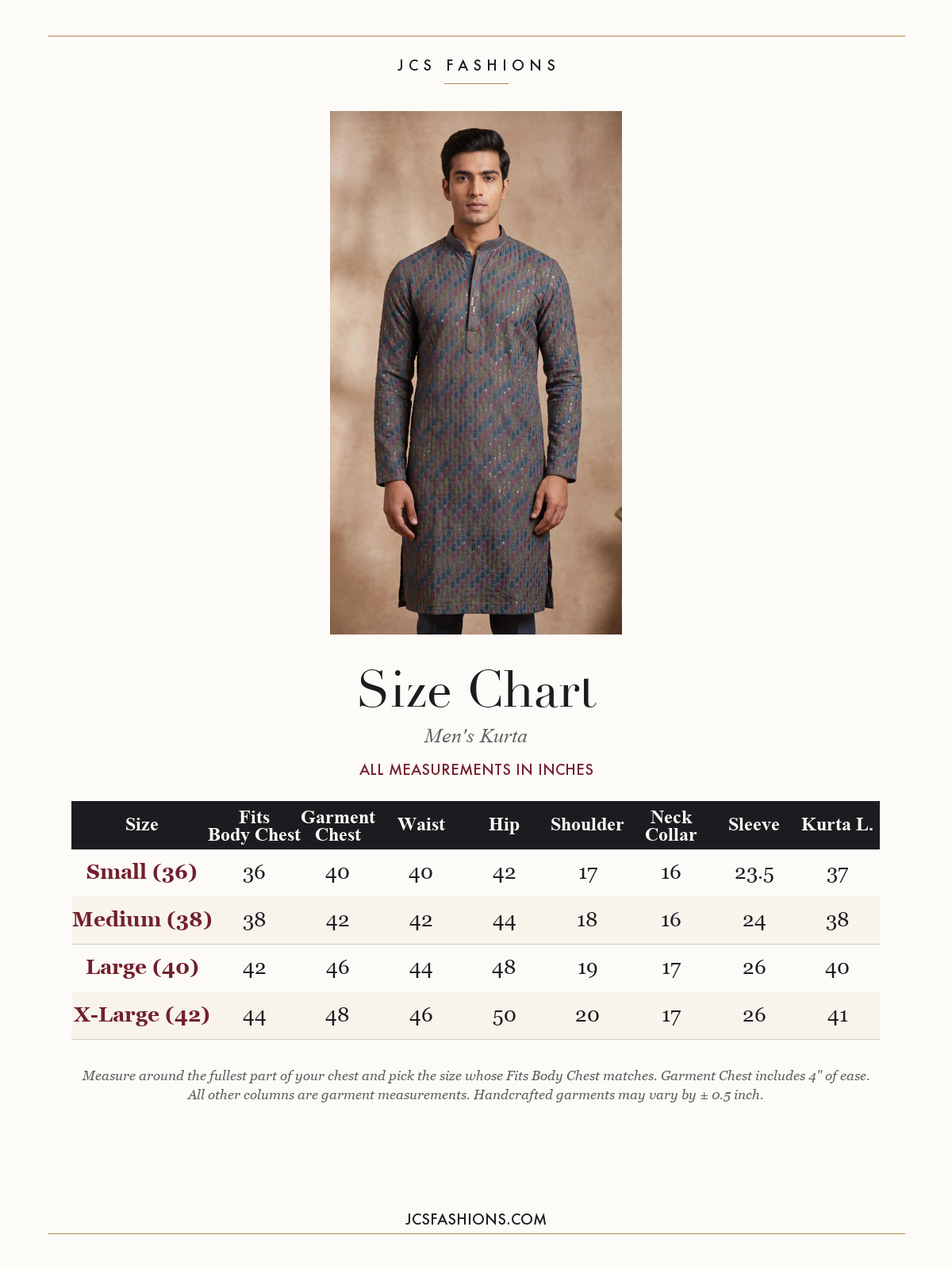 Size Chart — Men-159