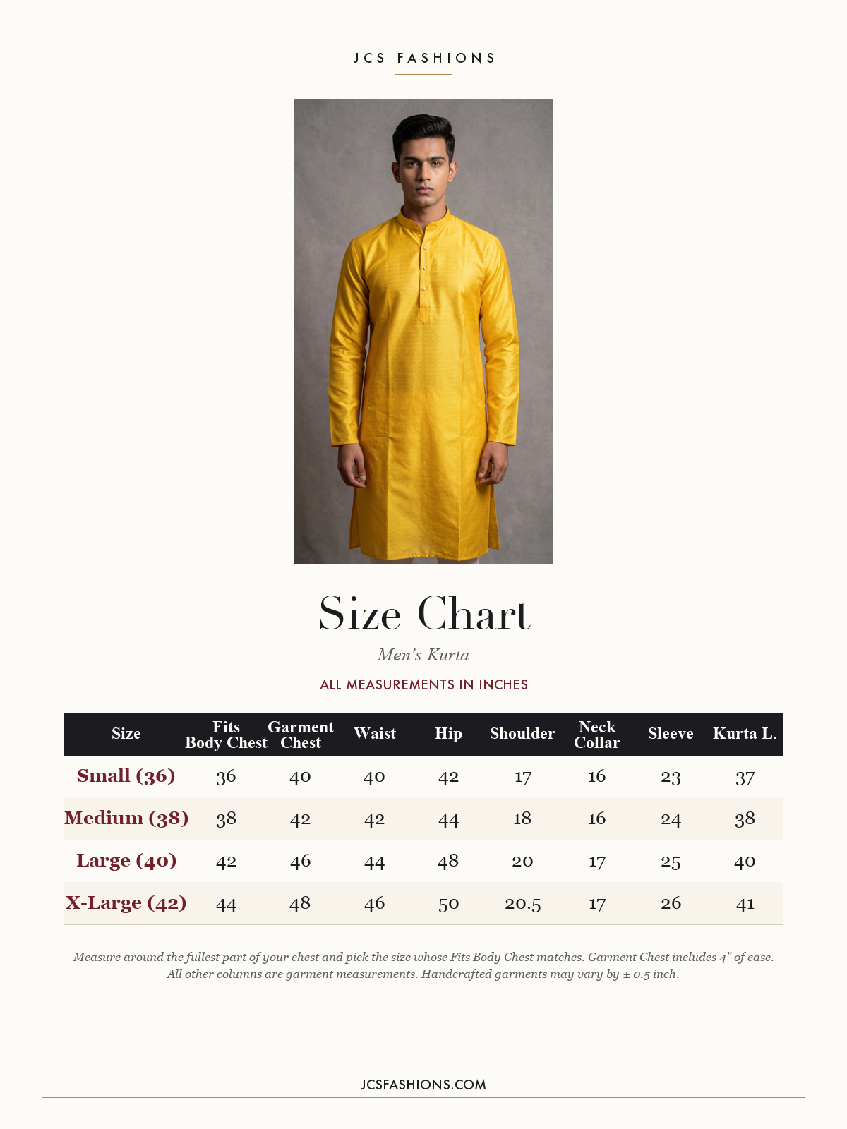 Size Chart — Men-169