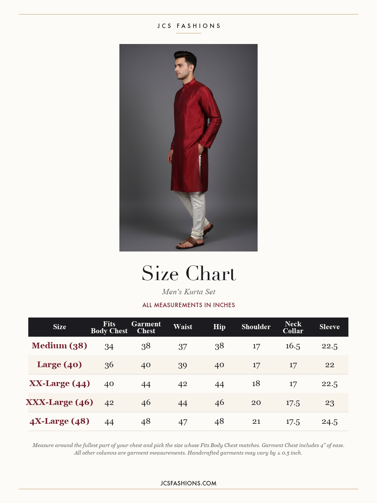 Size Chart — Men-85