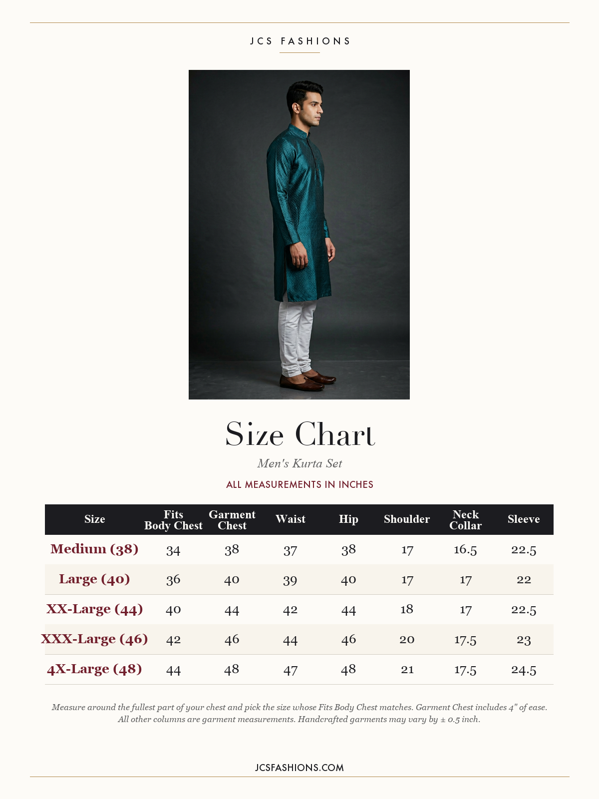 Size Chart — Men-86