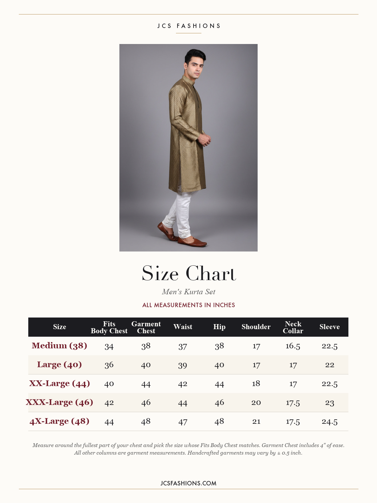 Size Chart — Men-88