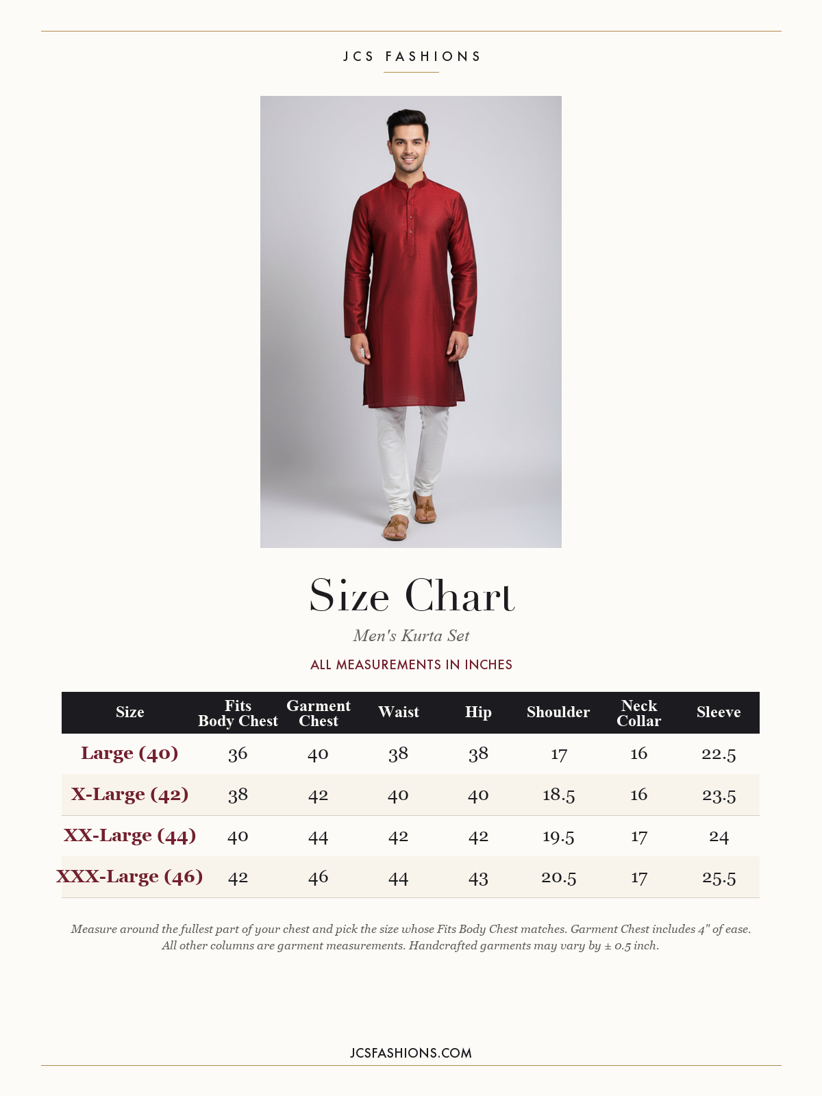 Size Chart — Men-94