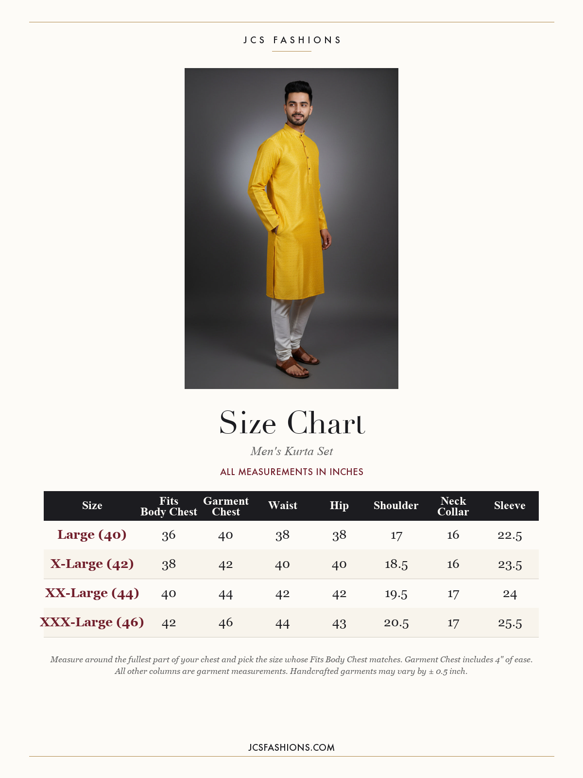 Size Chart — Men-95