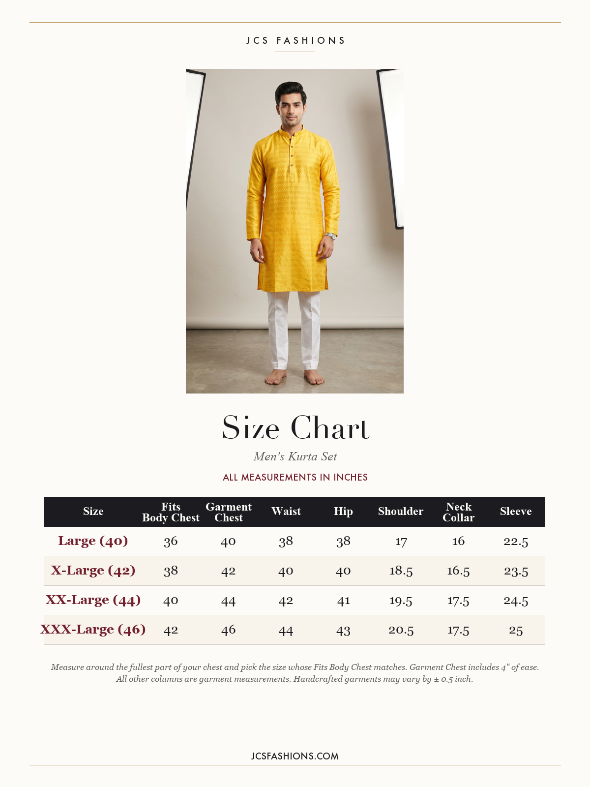 Size Chart — Men-98