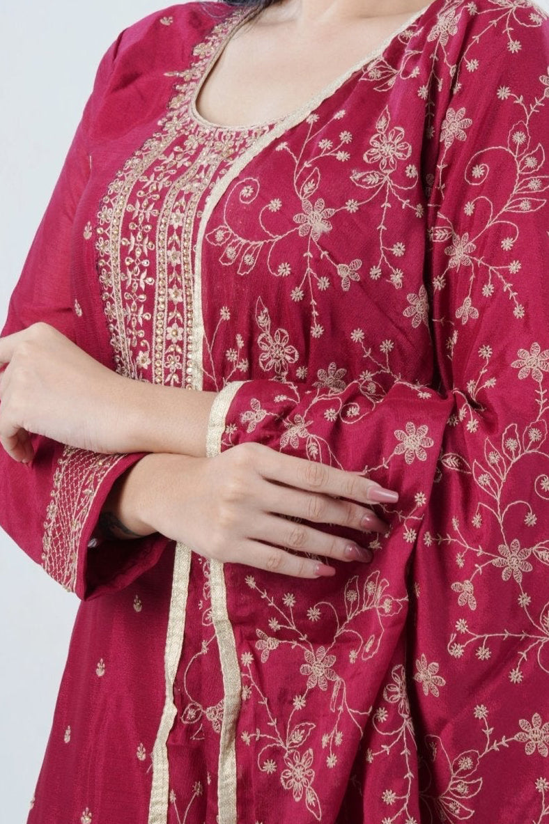 Soft Chinnon Silk Sharara: Elegant and Comfortable Ensemble KURTI JCS Fashions