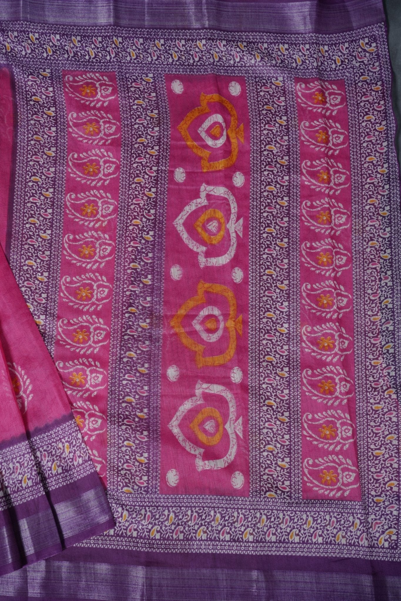 Soft Jute Sarees with Allover Bhandini Prints & Contrast Kaddi Border SAREE JCS Fashions