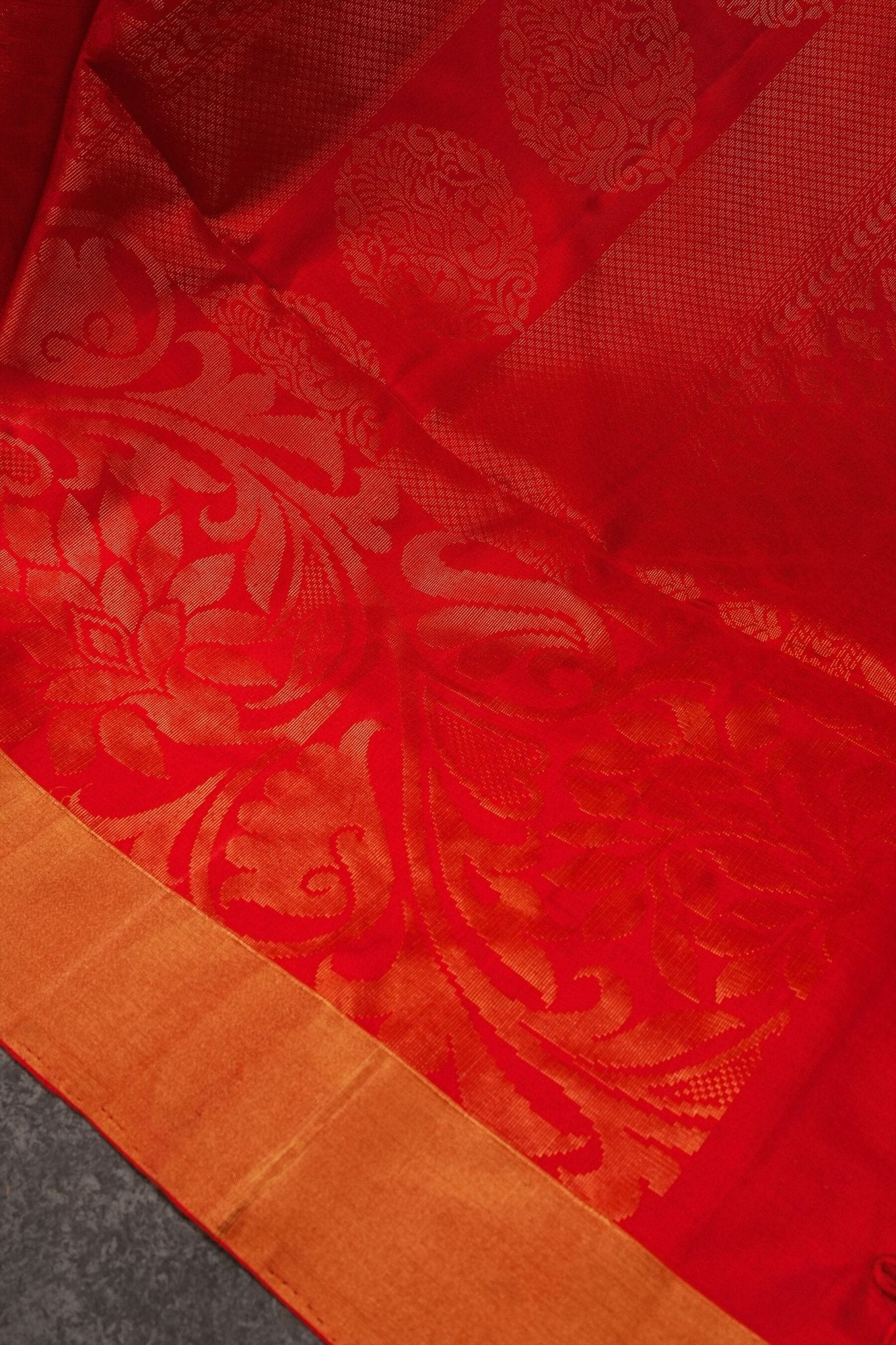 Soft Kanchipuram Silk Saree in Pink with Red Border & Maggam Work Blouse JCS Fashions