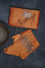 Soft Silk Sarees with Allover Antic and Silver Motifs at JCS Fashions SAREE JCS Fashions Orange 5.5 meters