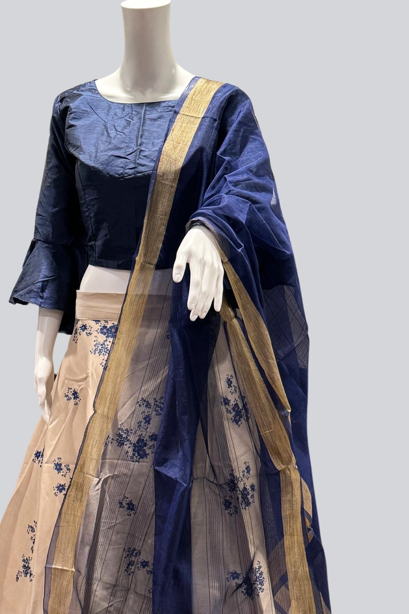 Stunning Canvas-Stitched Taffeta Silk Lehenga with Crop Top Lehenga JCS Fashions