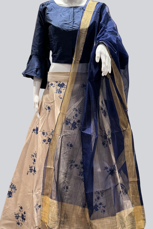 Stunning Canvas-Stitched Taffeta Silk Lehenga with Crop Top Lehenga JCS Fashions