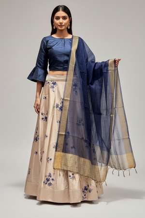 Stunning Canvas-Stitched Taffeta Silk Lehenga with Crop Top