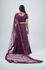 Stunning Net Lehenga Adorned with Stone and Mirror Detailing LEHENGA JCS Fashions