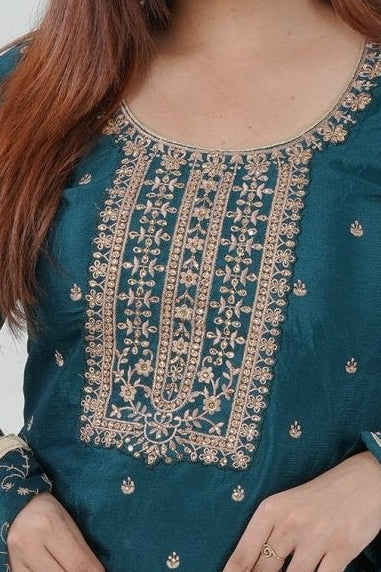 Stunning Soft Chinnon Silk Sharara - Elegant Handwork Embroidery KURTI JCS Fashions