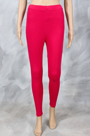 Dark Pink & Comfy Ankle-Length Leggings with 4-Way