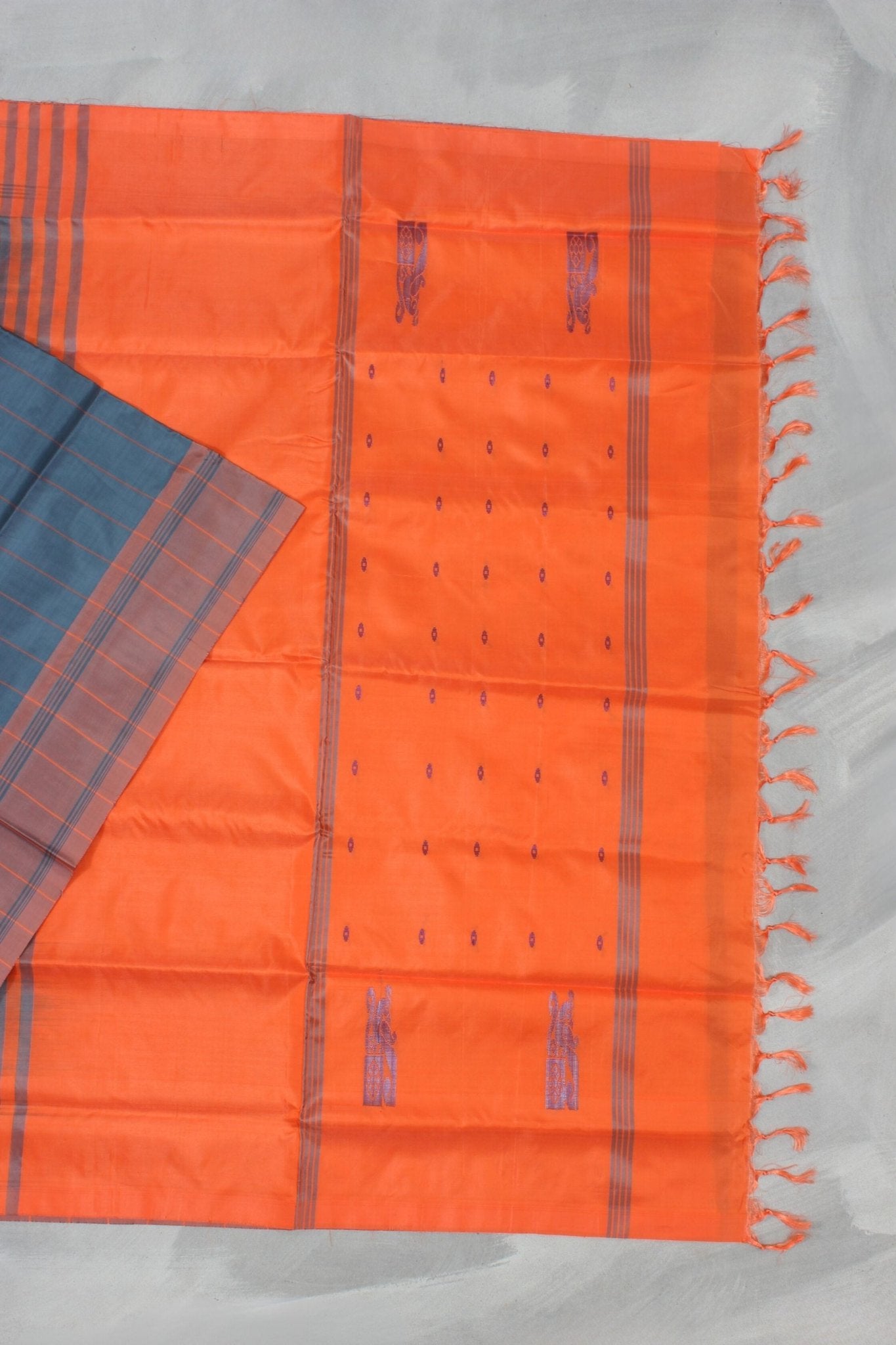 Sustainable Elegance: Handwoven Banana Pith Saree with Contrasting Blouse Saree JCS Fashions