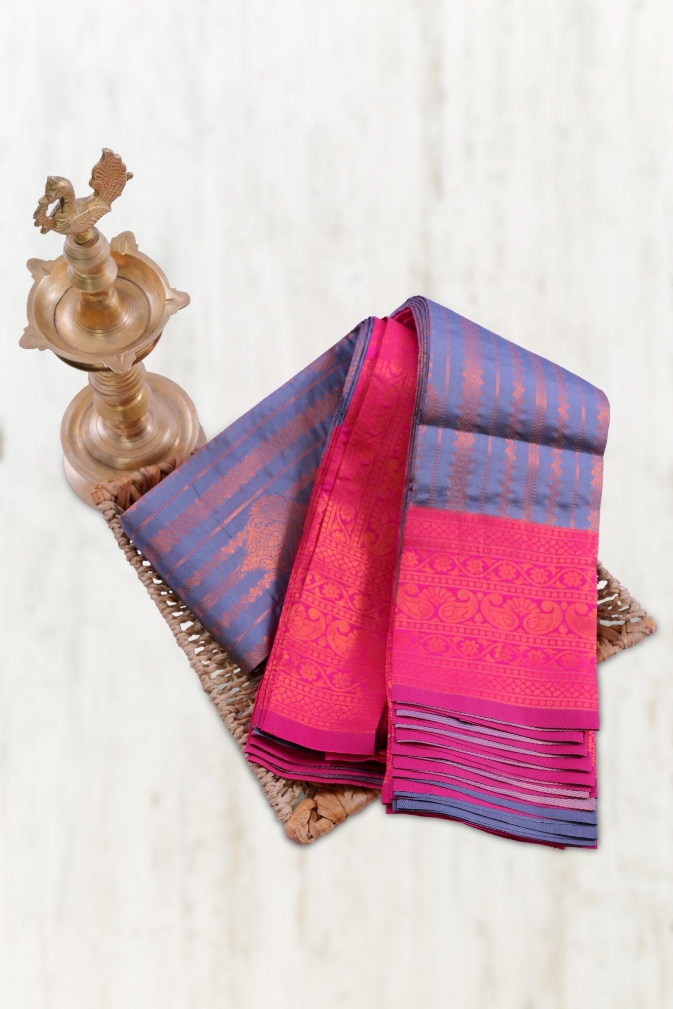 Timeless Elegance Big Border Saree with Grand Zari Work from JCSFashions Saree JCS Fashions Grey 5.5 meters
