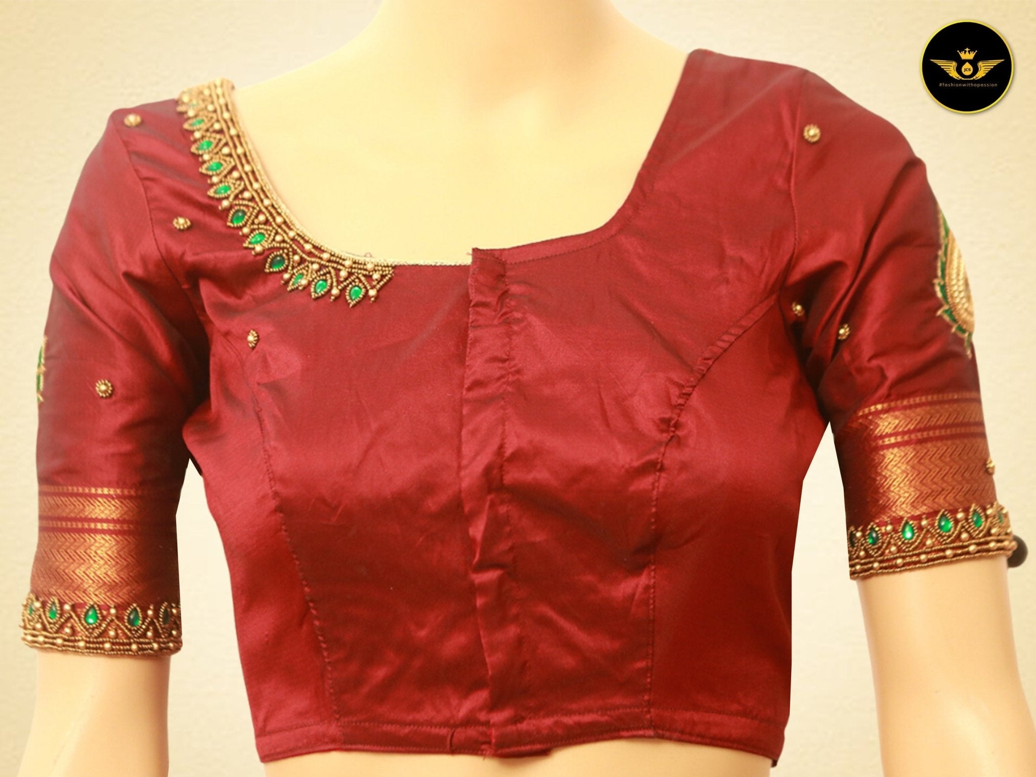 Timeless Elegance Semi Silk Saree With Contrast Aari Work Blouse SAREE JCS Fashions