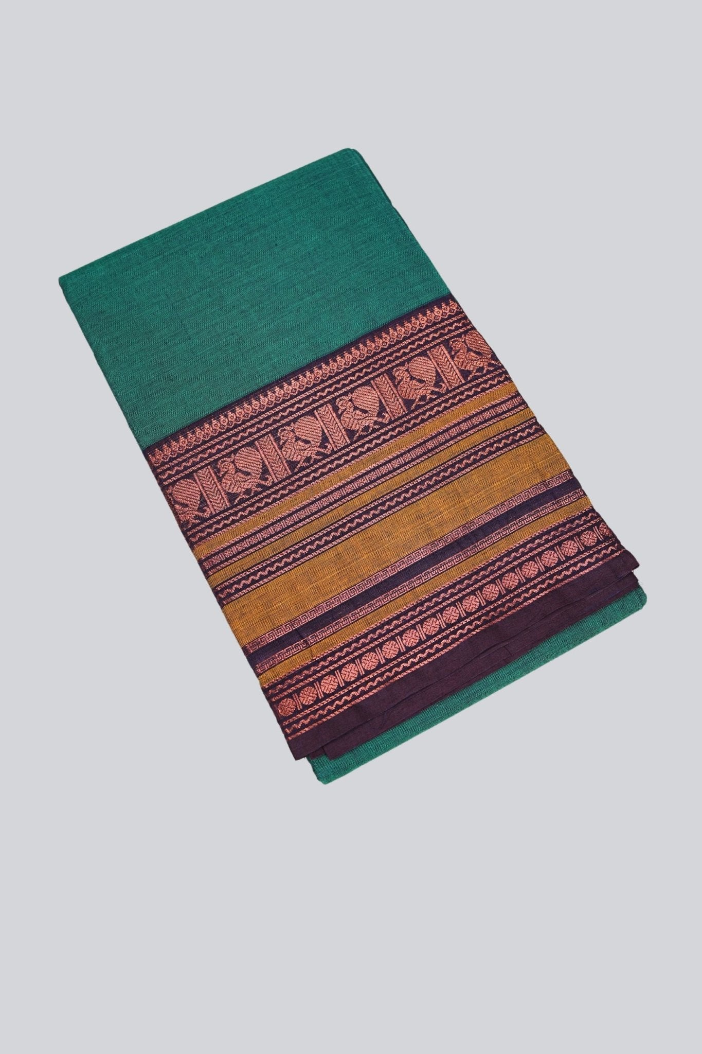 Traditional Chettinad Cotton Saree: Hand-Woven Indian Craftsmanship Saree JCS Fashions Green 5.5 meters