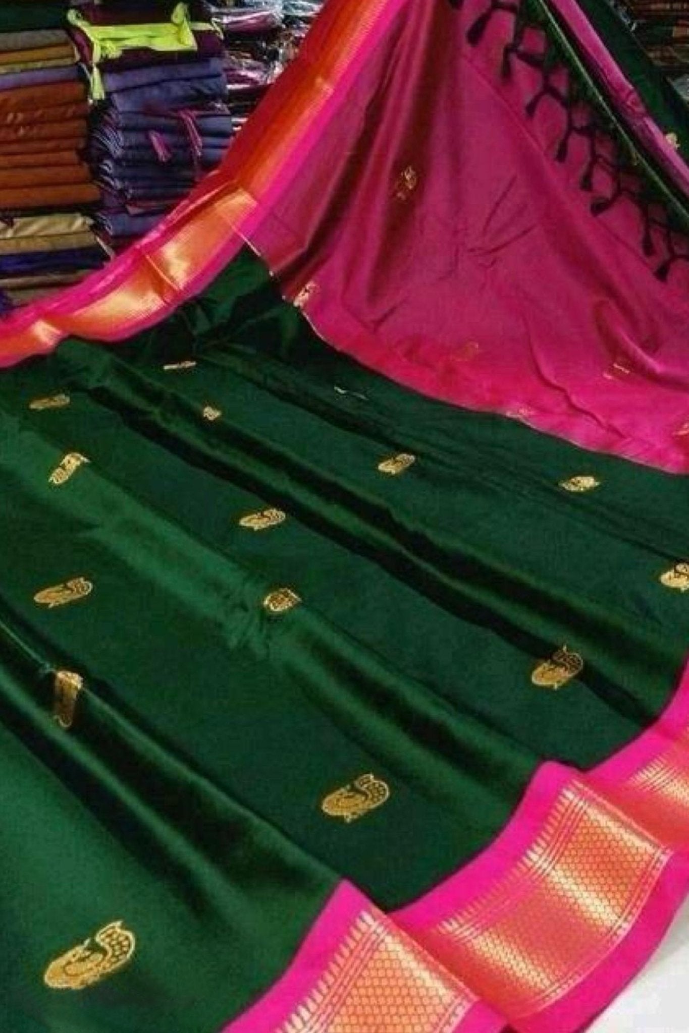 Traditional Paithani Cotton Silk Saree with Tassel and Latkan Details Saree JCS Fashions