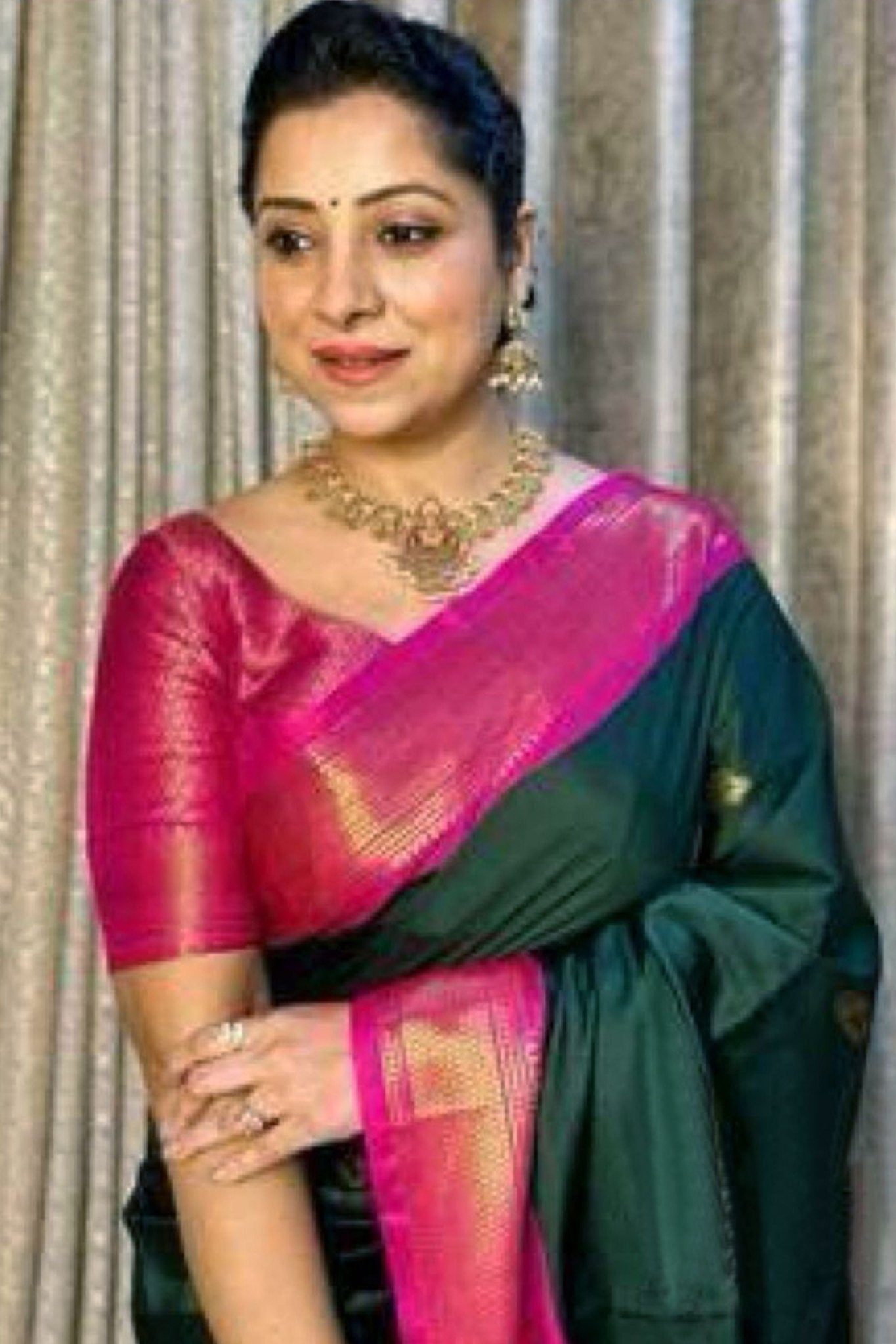 Traditional Paithani Cotton Silk Saree with Tassel and Latkan Details Saree JCS Fashions Green 5.5 Meters