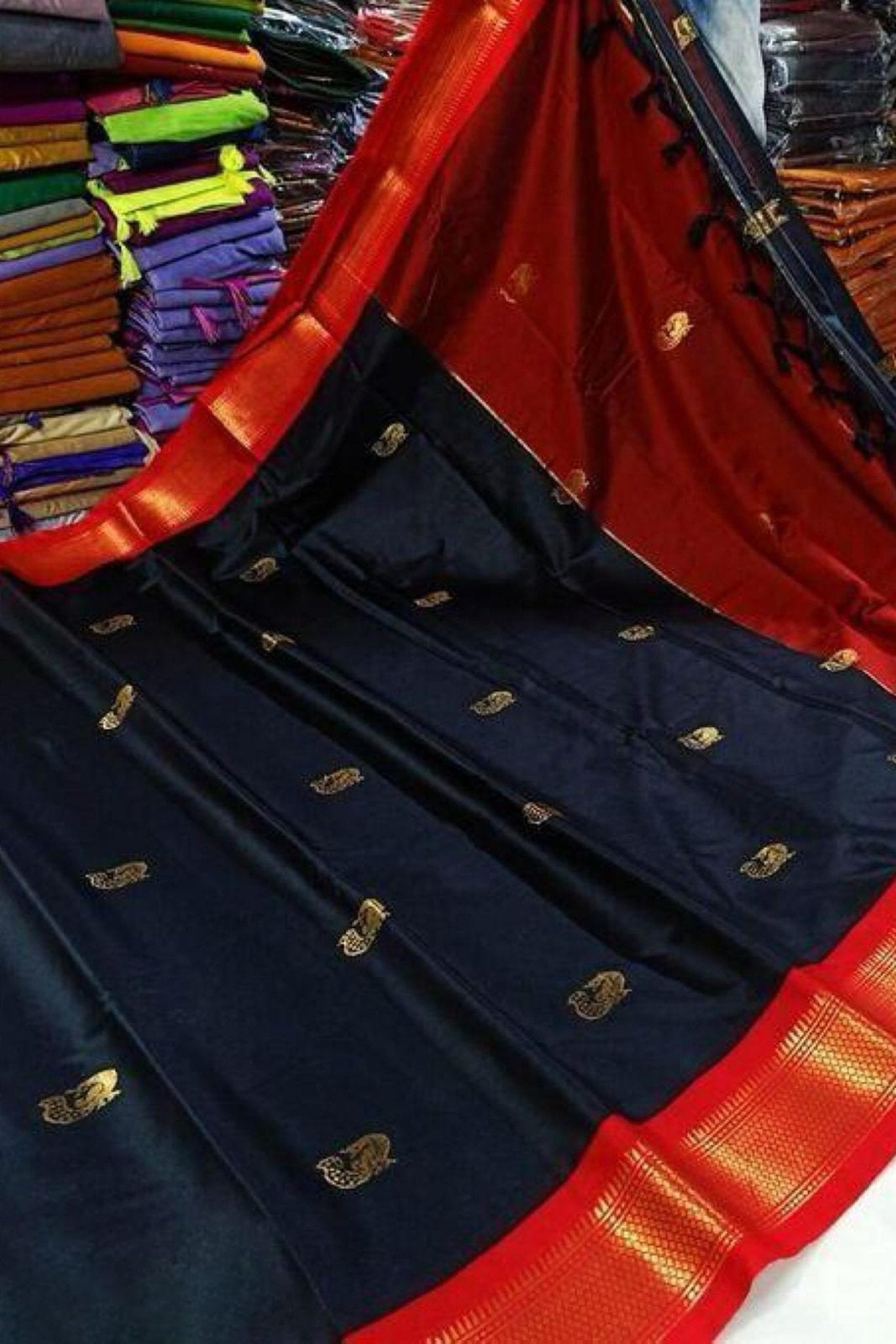 Traditional Paithani Cotton Silk Saree with Tassels and Latkans Saree JCS Fashions