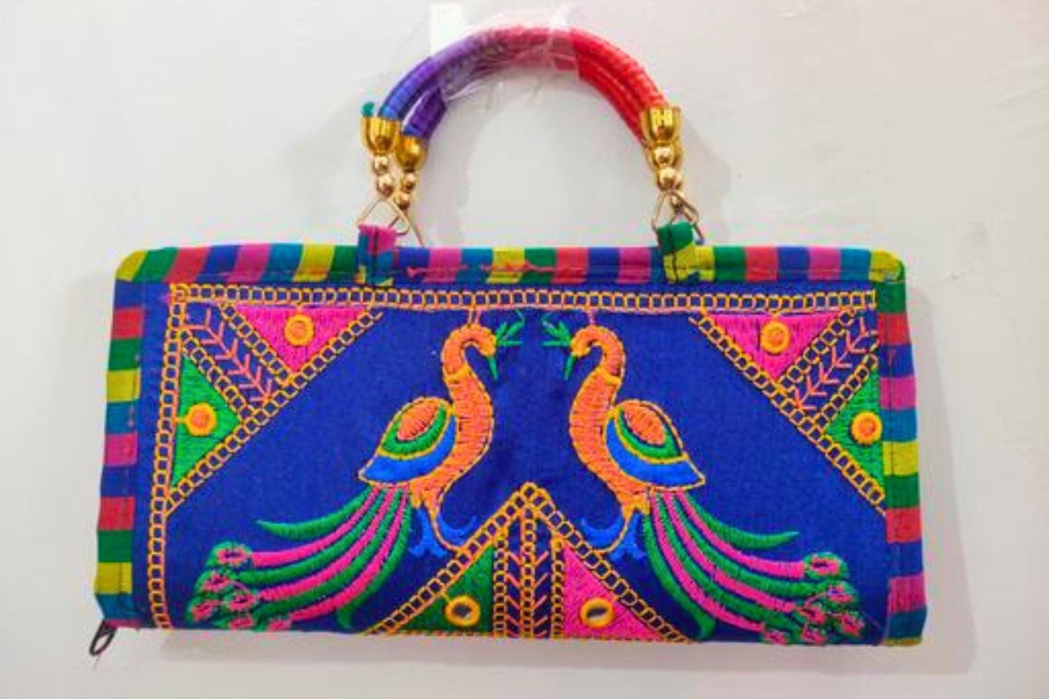 Traditional Rajasthani Embroidered Clutch - Chic Multicolored Accessory Clutch JCS Fashions