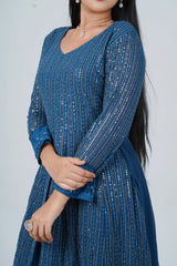 Unique Georgette Salwar Suit with Skirt - Embelished with Sequin Work KURTI JCS Fashions