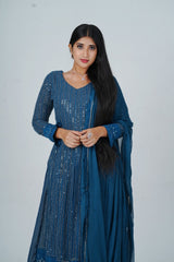Unique Georgette Salwar Suit with Skirt - Embelished with Sequin Work KURTI JCS Fashions