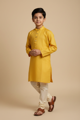 Boys' Yellow Cotton Kurta - Ethnic Stylish